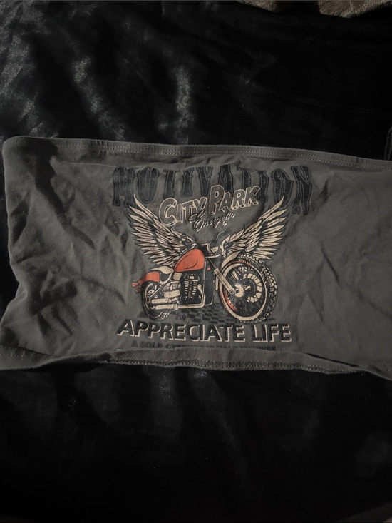 SHEIN Tops - Graphic Motorcycle Tube Top - 'Appreciate Life'